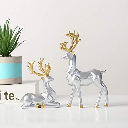 Nordic Style Origami Elk Resin Sitting Standing Deer Statues Reindeer  Ornaments Living Room TV Cabinet Wine Cabinet Figurines