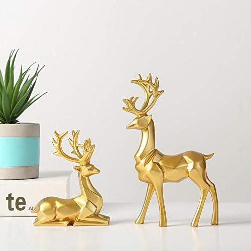 Nordic Style Origami Elk Resin Sitting Standing Deer Statues Reindeer  Ornaments Living Room TV Cabinet Wine Cabinet Figurines