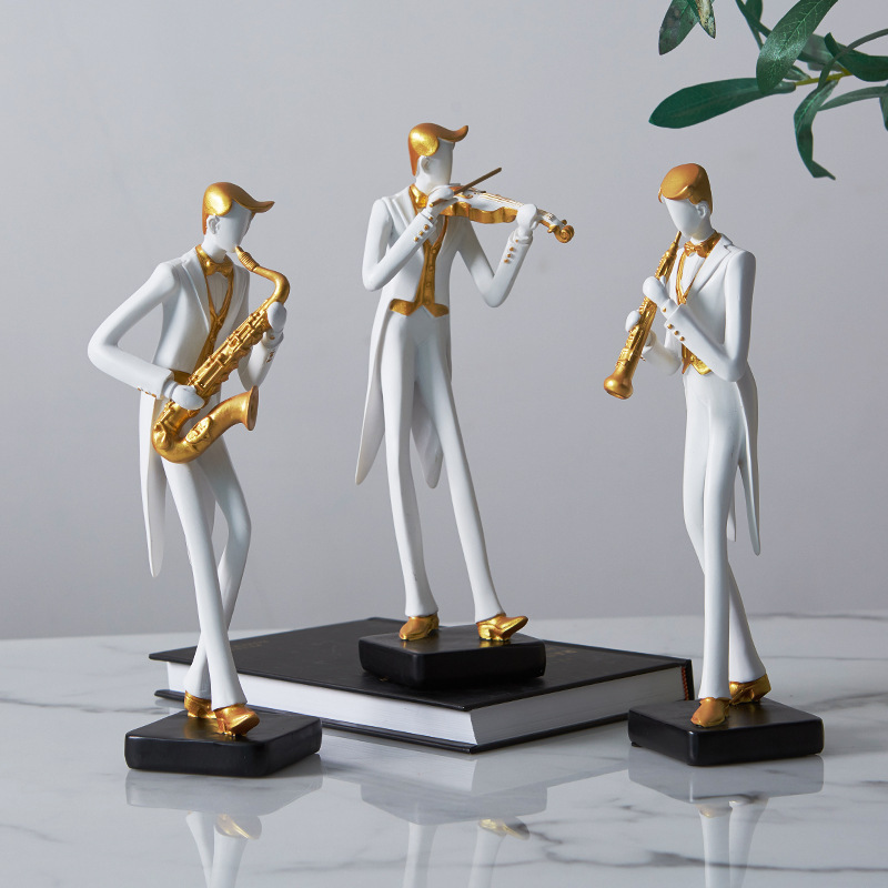 Musician Figurine Music Decor Statue Piano Sculpture Resin Crafts Cello Gifts 8.5 inch