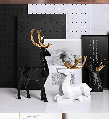 Nordic Style Origami Elk Resin Sitting Standing Deer Statues Reindeer  Ornaments Living Room TV Cabinet Wine Cabinet Figurines