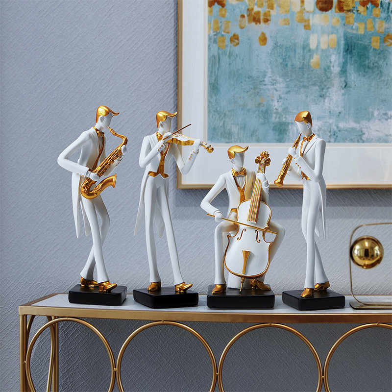 Musician Figurine Music Decor Statue Piano Sculpture Resin Crafts Cello Gifts 8.5 inch