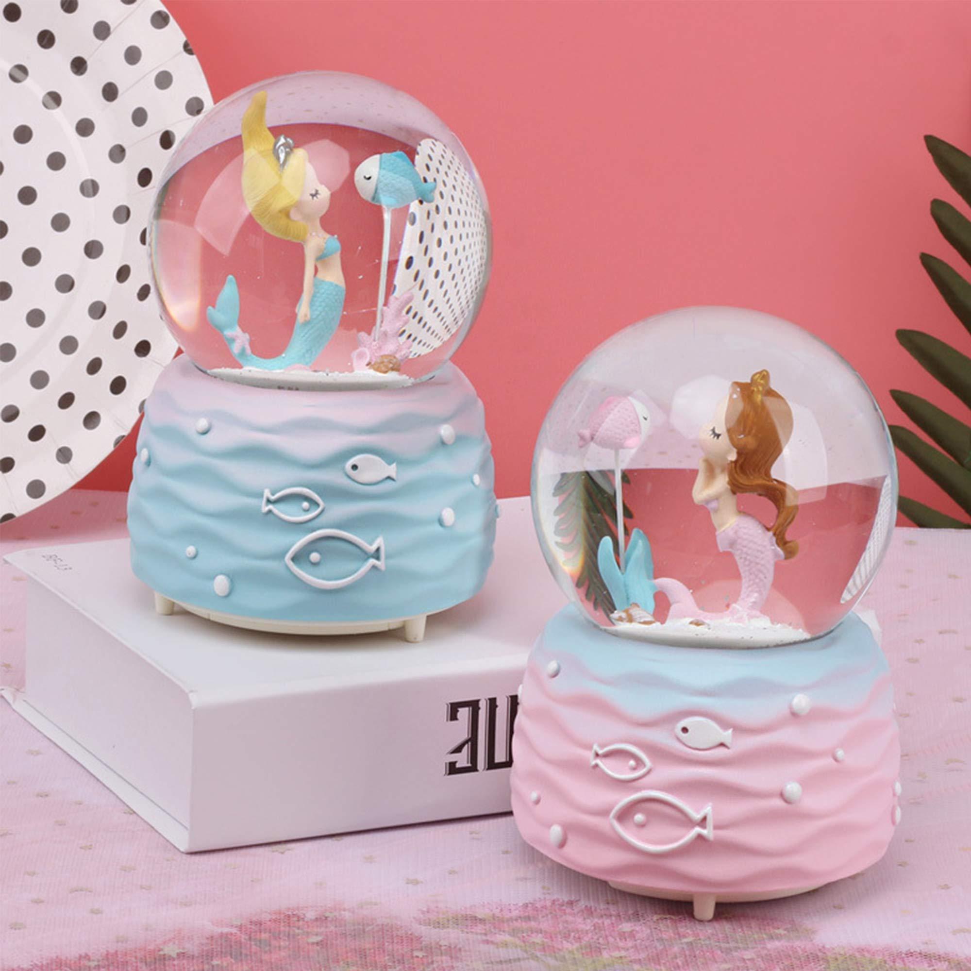 Snow Globes Mermaid Snowglobes with Musical LED Lights Gifts for Birthday Christmas Festival Gift