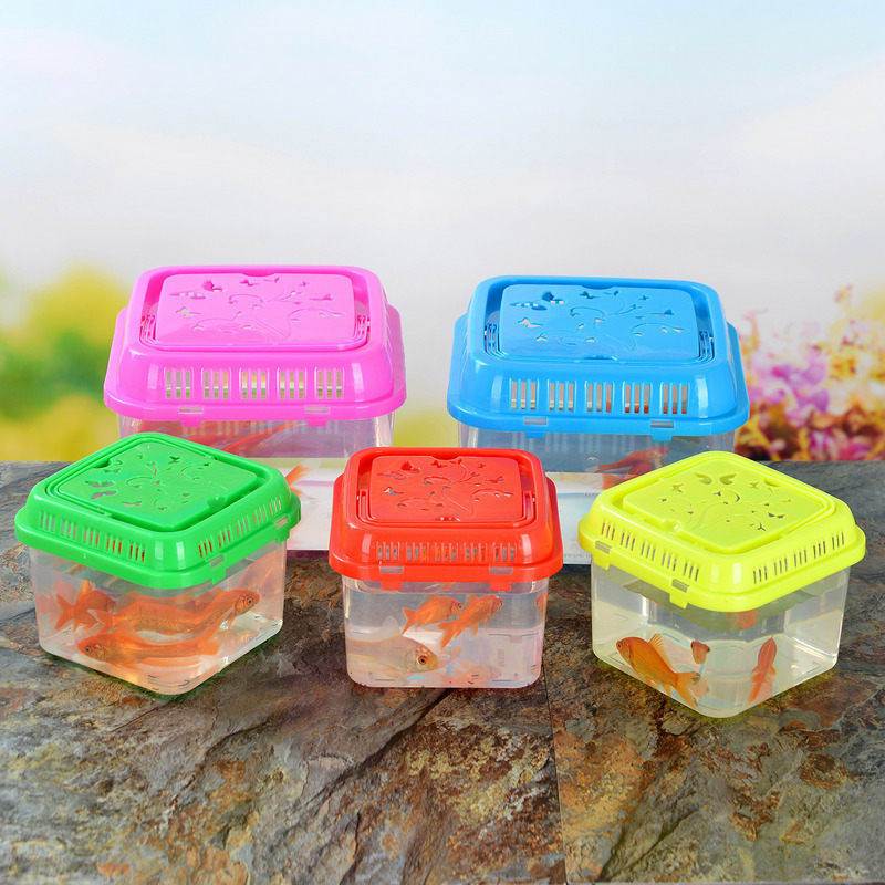 FY Custom plastic goldfish bowl feeding reptile pet box Portable transparent style transport turtle box