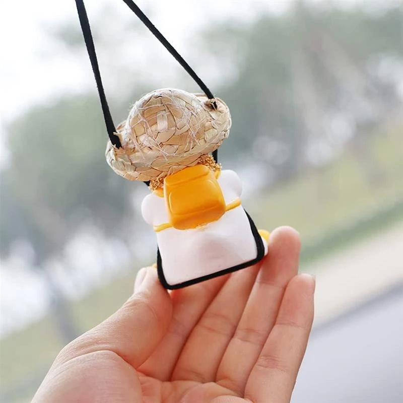 Swinging Duck Car Hanging Ornament Swing Duck Mirror Cute Car Rearview Mirror Pendant Swing Duck For Car Decoration Ornament