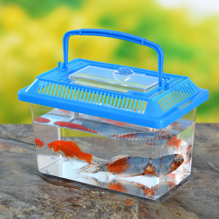 FY Custom plastic goldfish bowl feeding reptile pet box Portable transparent style transport turtle box