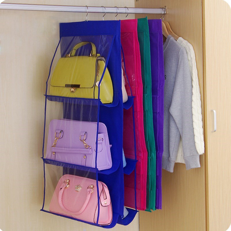 Family Organizer Backpack Storage 6 Pocket Wardrobe Rack Hangers Cute Purse Bag Hanging Storage Bag Household Shoe Supplies