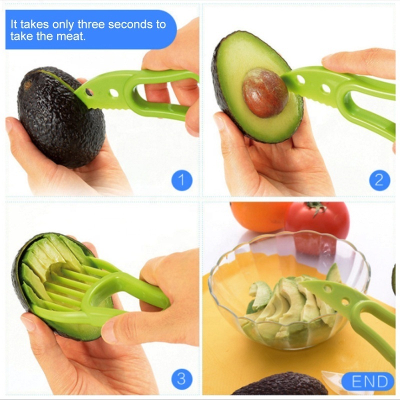 Multifunctional 3-in-1 avocado slicer avocado corer avocado peeler fruit cutter pulp separator plastic