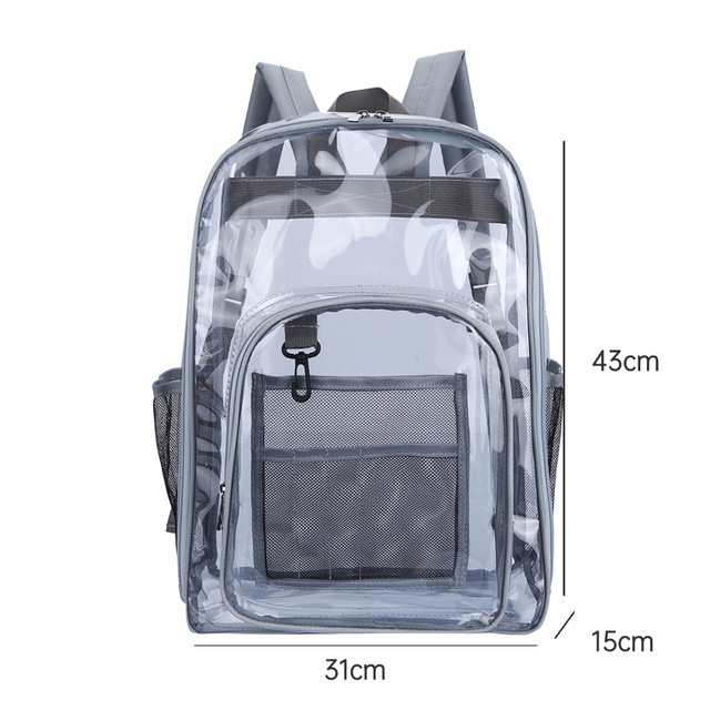 FY Transparent PVC Large Capacity Backpacks for Women Men Fashion Knapsack Students School Bags Female Casual Travel Rucksack