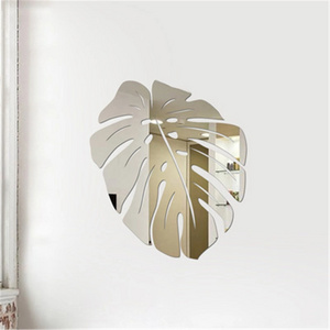 3D Mirror Leaf Flower Sticker Nordic Acrylic Mural Decal For Living Room Removable Wall Stickers DIY Home Background Decor