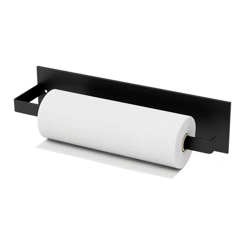 Magnetic plus long flat wire paper towel rack Carbon steel towel rack refrigerator roll paper two-color optional storage rack