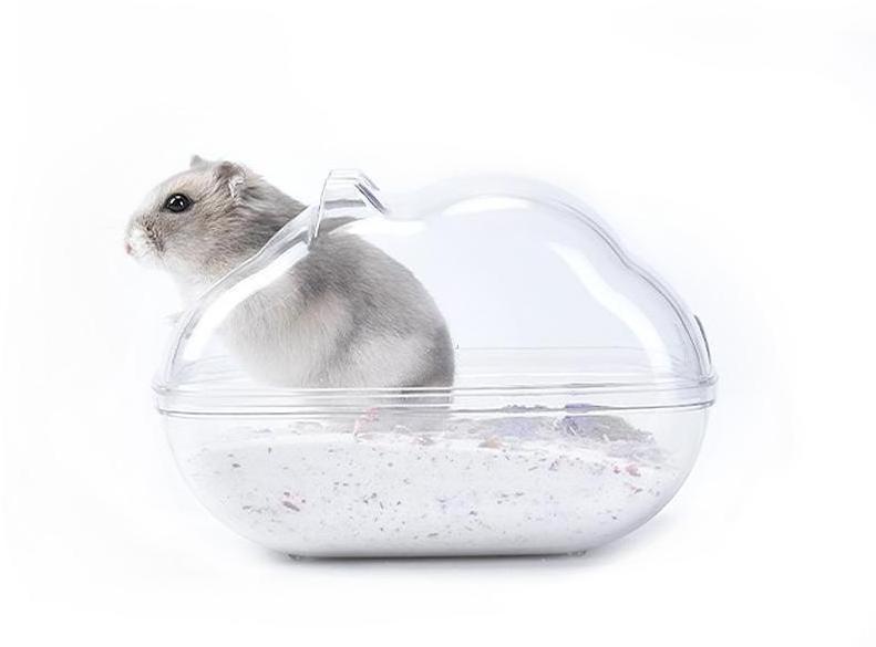 Panoramic transparent hamster bathroom Small animal Gold Silk bear Chinchillas bath tub Splash bath sand tub dual nest toilet