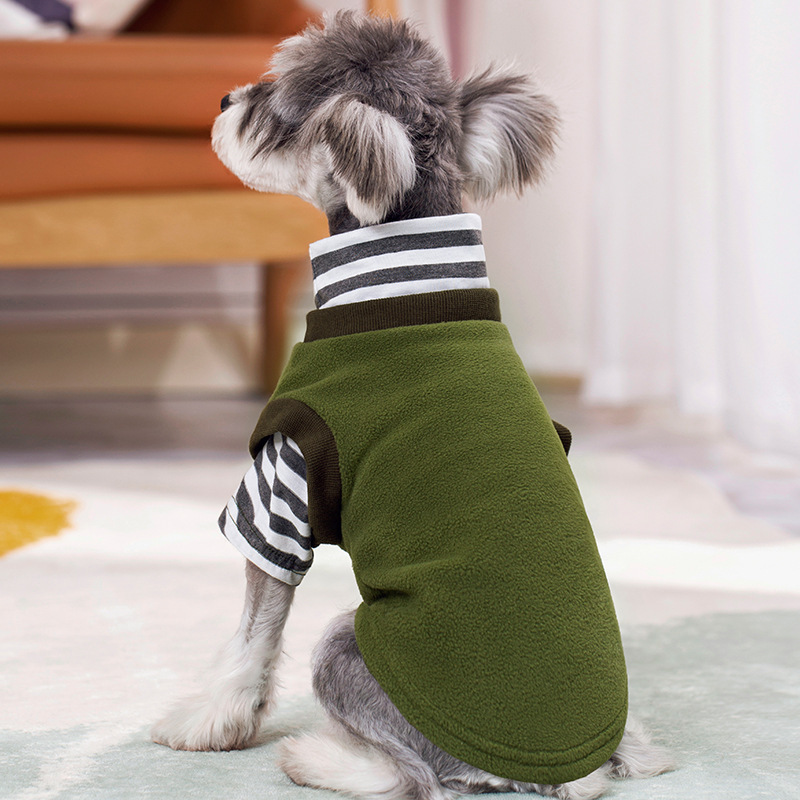 Polar fleece with striped material fake two trendy pet hoodie pet beautiful fashion party clothes dog hoodie