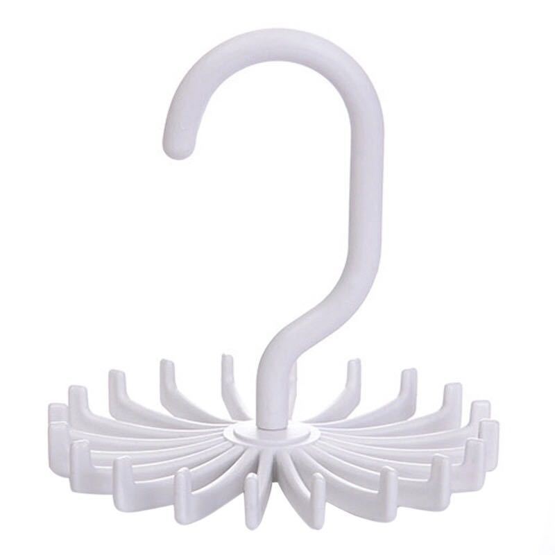 Mini plastic tie rack hooks 360 degrees rotating hook 20 scarves tie rack closet organizers storage