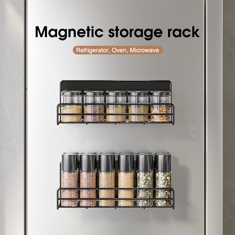 Moveable Metal Magnetic Fridge Storage Shelf Seasoning Holder Spice Racks for Refrigerator