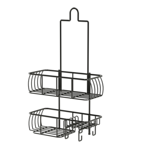 Punch-free No Drilling Wall Mounted Hanging Black Shower Caddy Shelf Organizer Storage Wire Rack over Head for Bathroom Bath