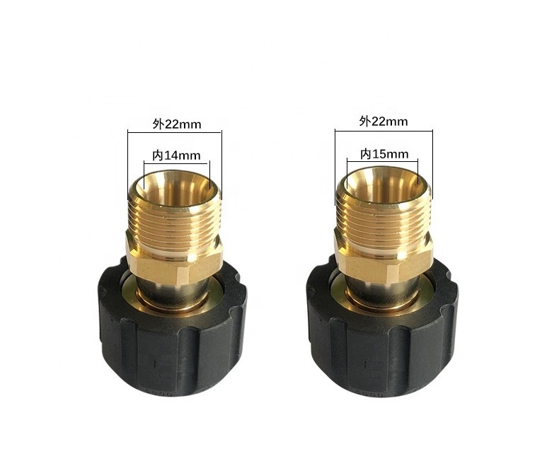 Pressure Washer Adapter, Metric M22 15mm Female Thread to M22 14mm Male Fitting,5000 PSI