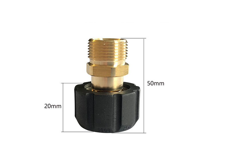 Pressure Washer Adapter, Metric M22 15mm Female Thread to M22 14mm Male Fitting,5000 PSI