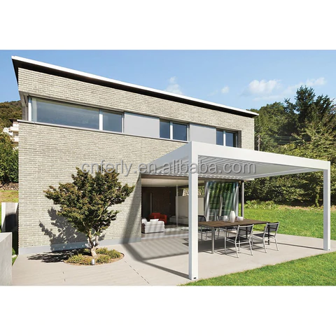 Luxury Pavillon Outdoor Garden Yard Remote Controls Electric Louvre Roof Aluminum Pergola Waterproof Gazebo