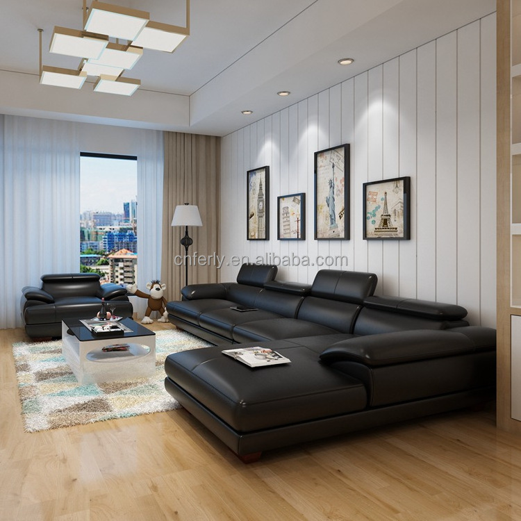 Italian-style Minimalist Modern Living Room Light Luxury Leather Sofa Leather Left And Right Corner Combination Sofa