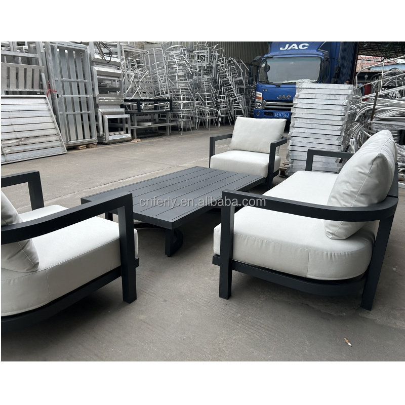 Powder Coating 4 Pieces T-back Design Sofa Set Rust-proof Aluminum Outdoor Furniture