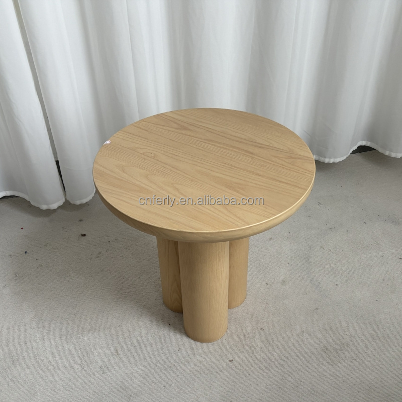 Modern American Style Living Room Furniture Wooden Side Tables Round Solid Wood Side Table