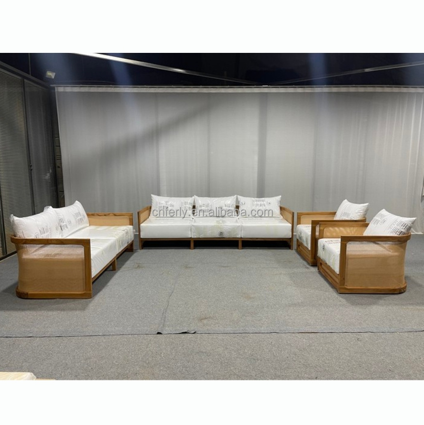 Modern Rattan Outdoor Furniture Selling Outdoor 3 Pieces Garden Furniture Rattan Sectional Sofa Set Teak Garden Set