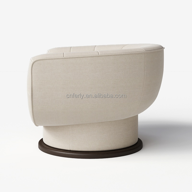 Modern Home Living Room Furniture Design Sense Fabric Sofa Advanced White Round Fabric Swivel Accent Sofa barrel chair