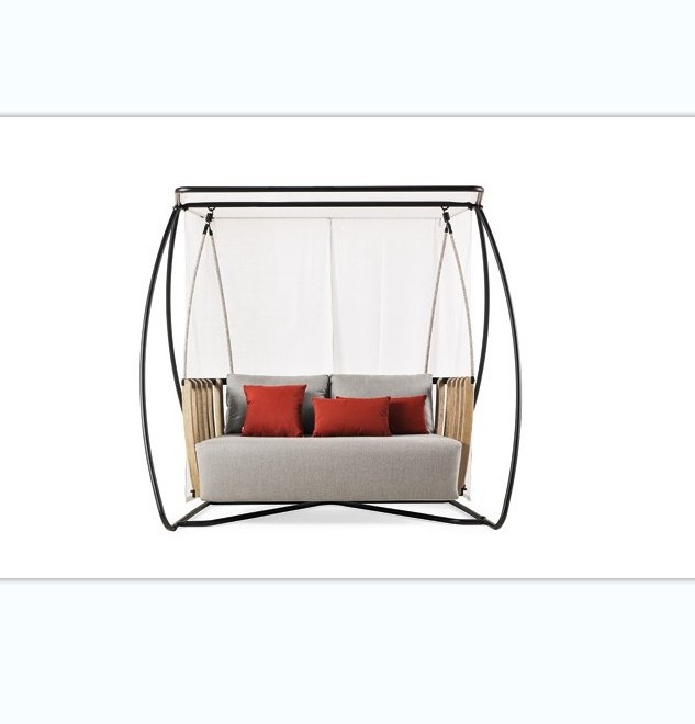 New Arrival Italian All Weather Outdoor Furniture Garden Sofa Set Solid Wood Teak And Aluminum Mixed Swing