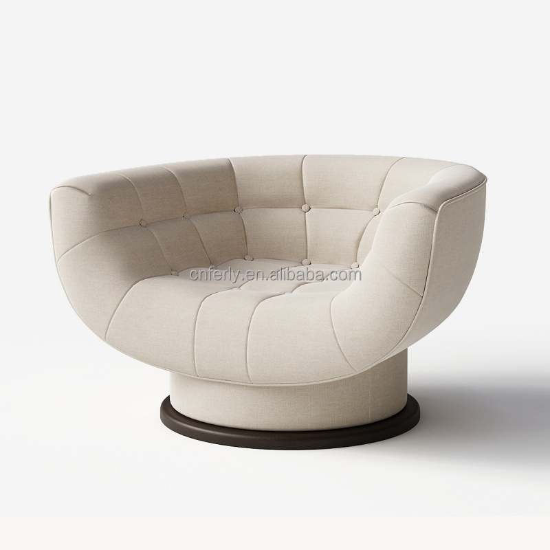 Modern Home Living Room Furniture Design Sense Fabric Sofa Advanced White Round Fabric Swivel Accent Sofa barrel chair