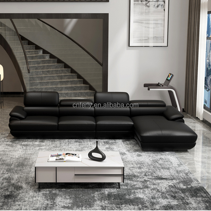 Italian-style Minimalist Modern Living Room Light Luxury Leather Sofa Leather Left And Right Corner Combination Sofa