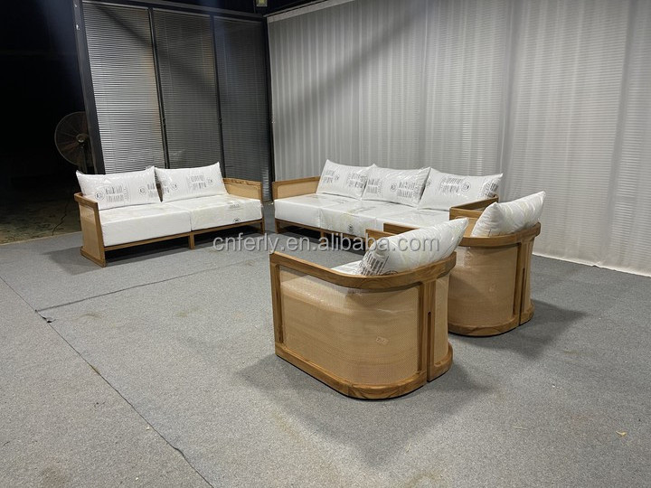 Modern Rattan Outdoor Furniture Selling Outdoor 3 Pieces Garden Furniture Rattan Sectional Sofa Set Teak Garden Set