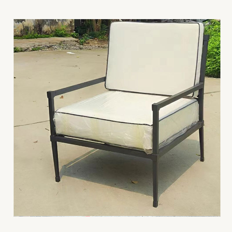 Outdoor furniture aluminum outdoor furniture handcrafted rustproof aluminum two pieces chair and ottoman set