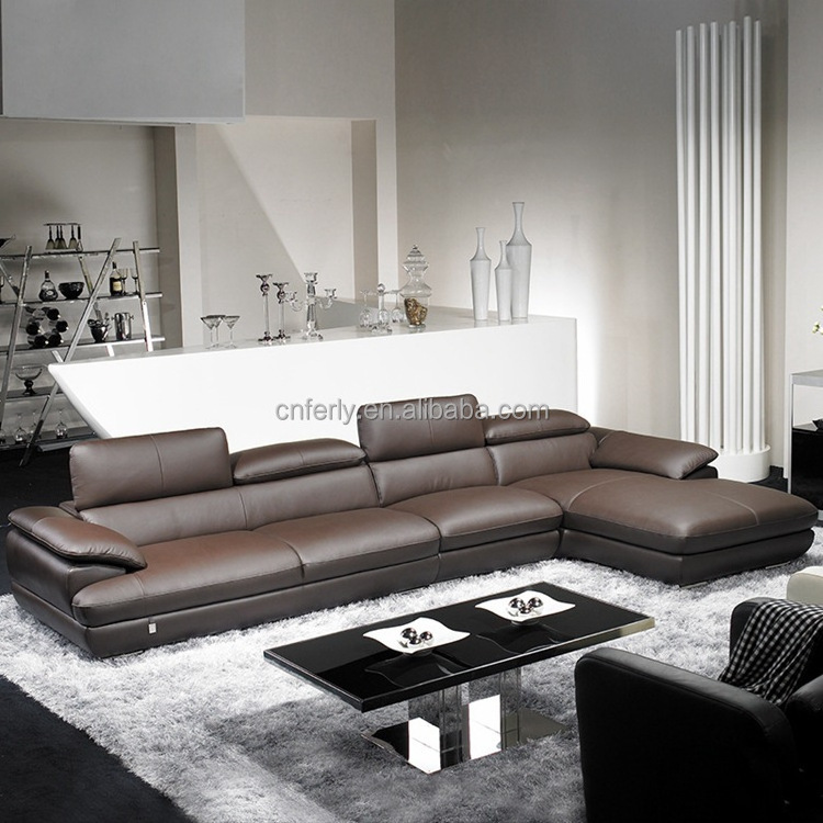 Italian-style Minimalist Modern Living Room Light Luxury Leather Sofa Leather Left And Right Corner Combination Sofa