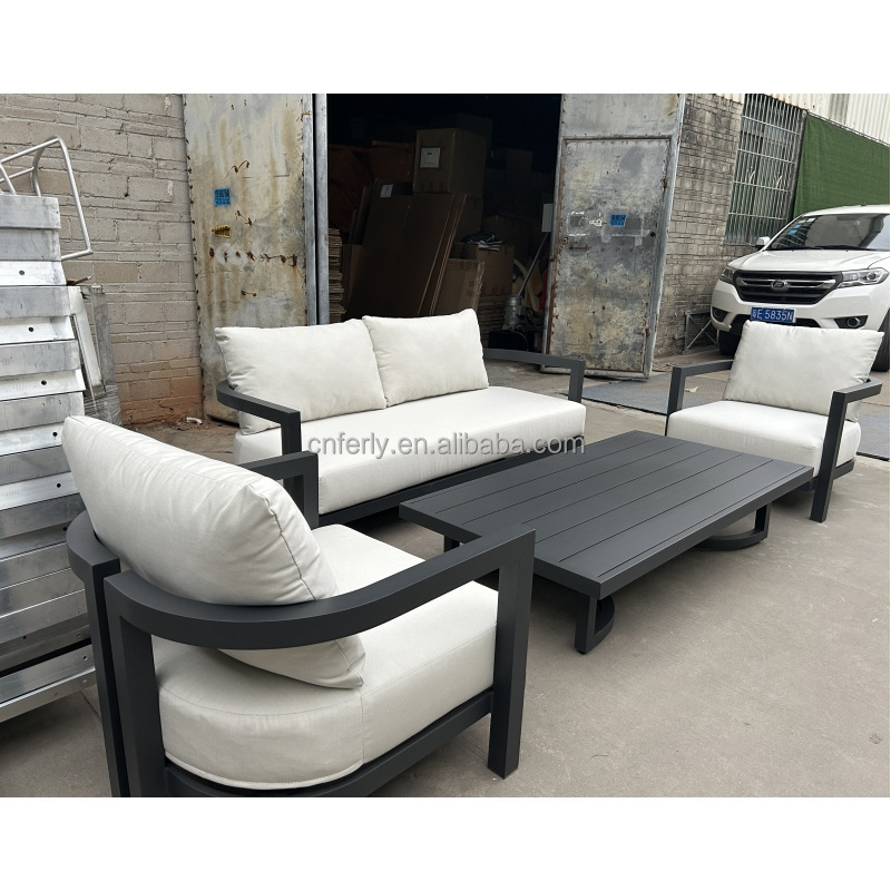 Powder Coating 4 Pieces T-back Design Sofa Set Rust-proof Aluminum Outdoor Furniture