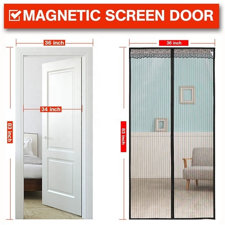 Wholesale magnet fly window door mosquito net fiberglass mesh magnetic insect screen door net curtain