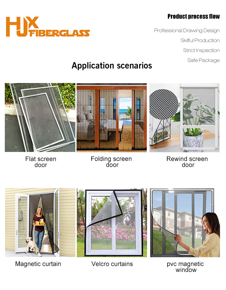 Wholesale Fiberglass Window Screens Mosquito Mesh for French Patio Entry Porch Sliding Door Screen Mesh Curtain Net Black