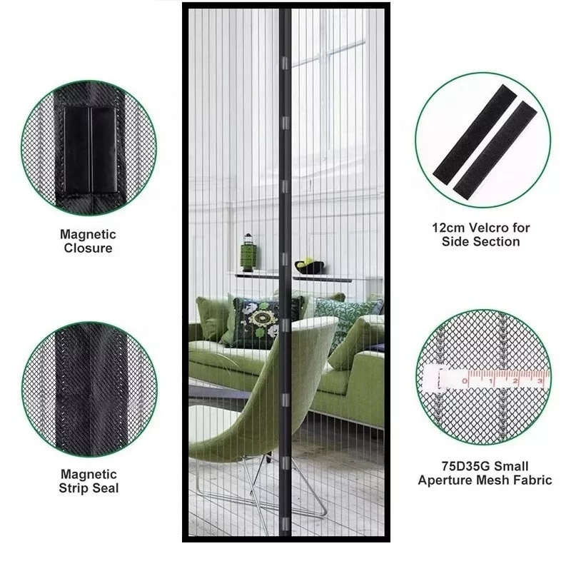 Magnetic Mesh Screen Door Mosquito Net Magnetic Polyester Mesh Curtains for doors