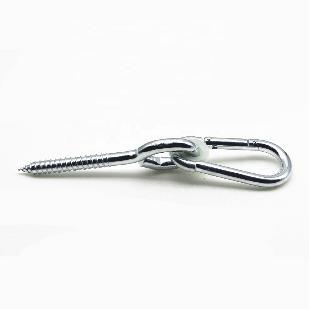 Carabiner Zinc Plated Metal Bolt Steel Swing snap Hook With Bolt lock And Plastic Washer Swing Hanger