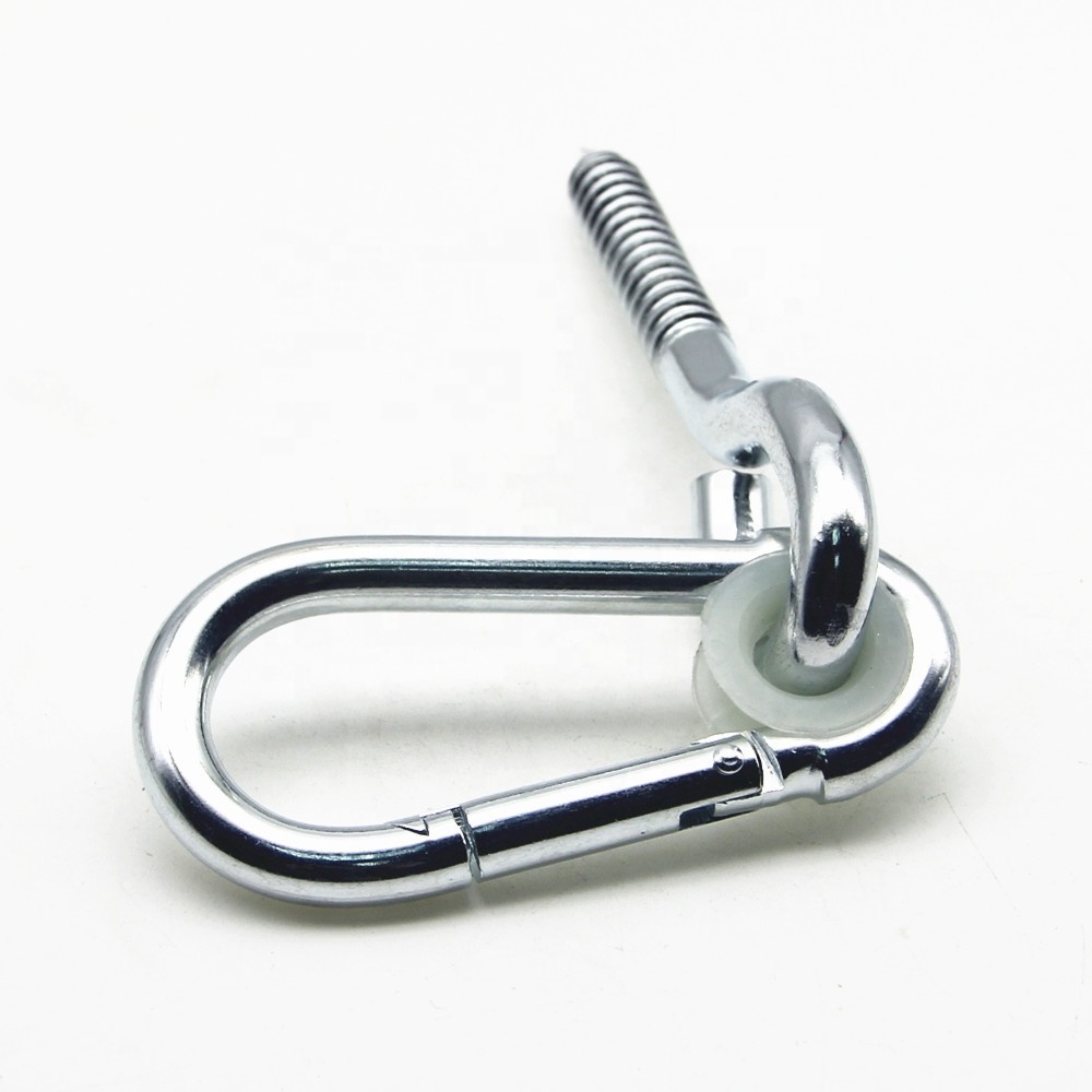 Carabiner Zinc Plated Metal Bolt Steel Swing snap Hook With Bolt lock And Plastic Washer Swing Hanger