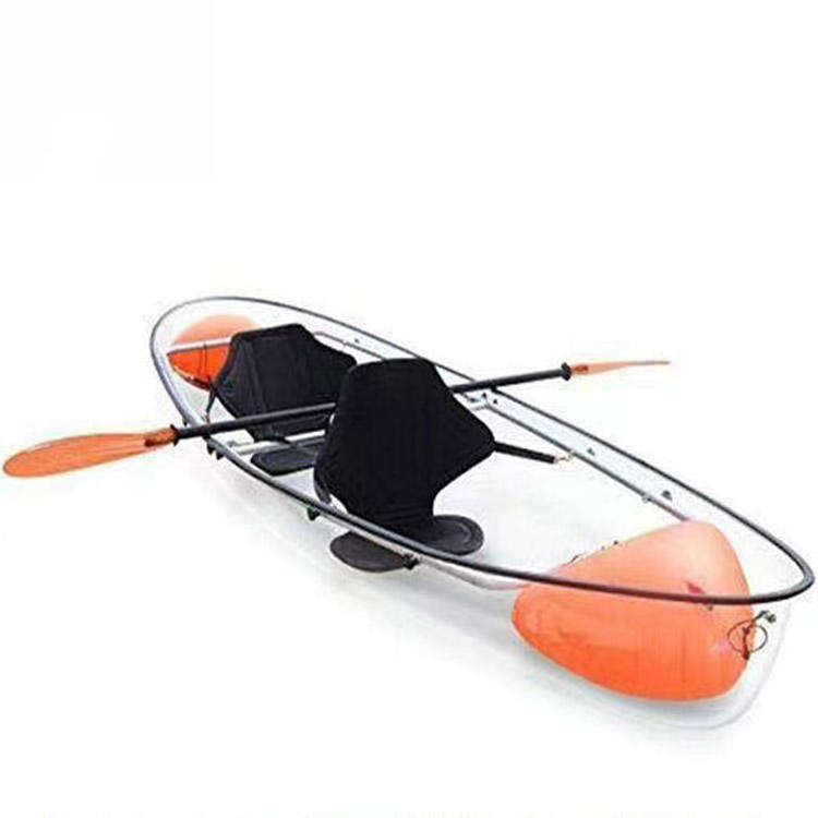 Hot Sales Plastic Transparent Boat Rowing Boats 1or 2 Person Seat Canoe Kayak