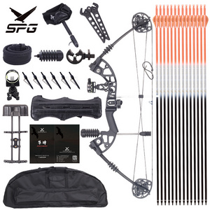 Archery bow kit draw adults teens adjustable shooting carbon steel arrows hunting compound bow kit