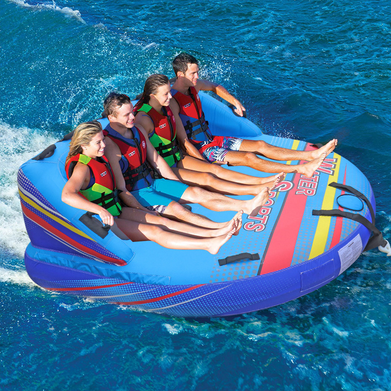 3 Person Towable Water Raft Tube for Boating  Hot Dog Large Inflatable Towable Tube for Adults Water Sports Equipment