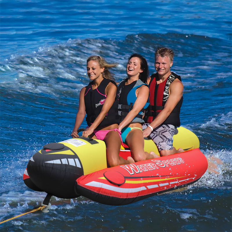 3 Person Towable Water Raft Tube for Boating  Hot Dog Large Inflatable Towable Tube for Adults Water Sports Equipment