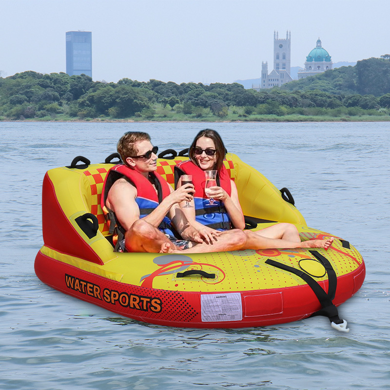 3 Person Towable Water Raft Tube for Boating  Hot Dog Large Inflatable Towable Tube for Adults Water Sports Equipment