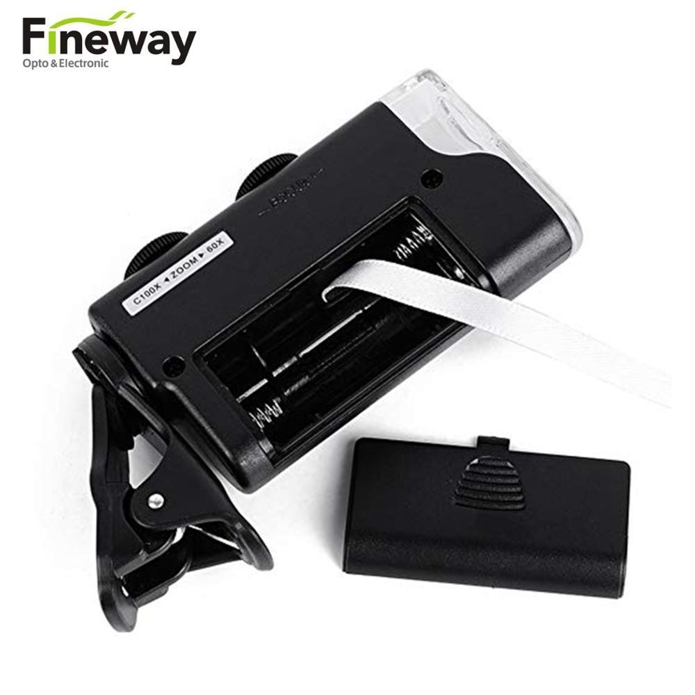 FW7551W  60-100X Magnification LED  Illuminated Magnifier Handheld Loupe for Currency Detecting Stamps Coins