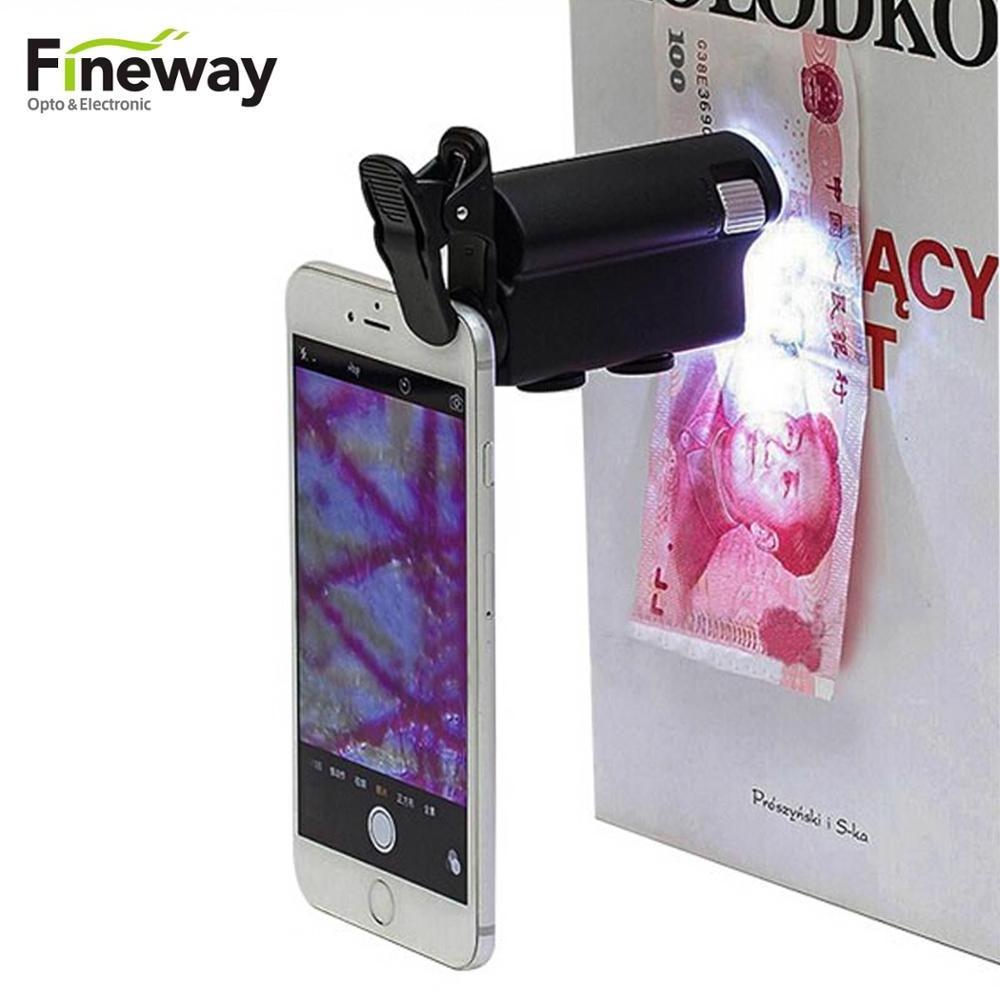 FW7551W  60-100X Magnification LED  Illuminated Magnifier Handheld Loupe for Currency Detecting Stamps Coins