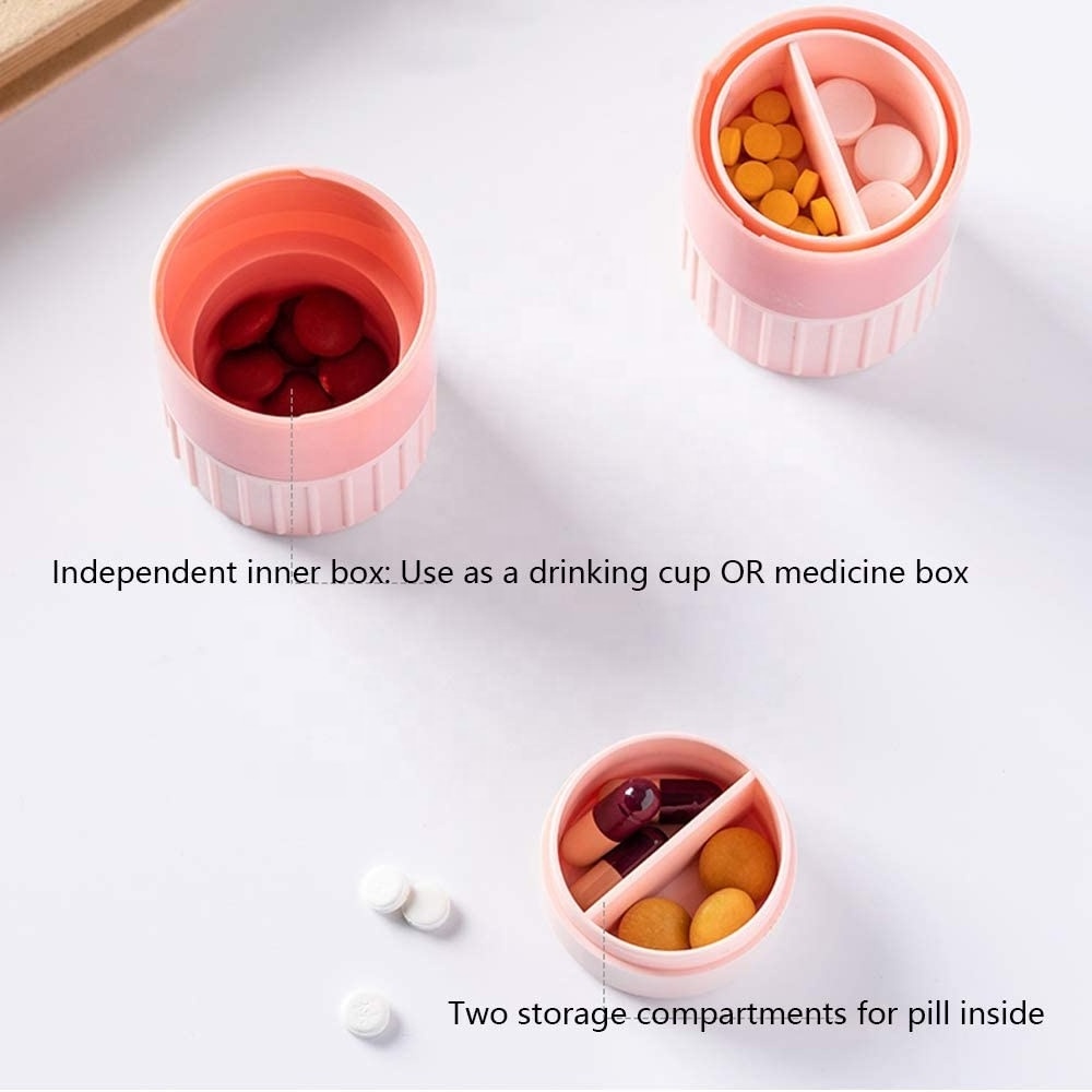 multi 4 in 1 Pill Tablet Cutter Grinder Box Water Bottle cup Drug pill crusher Box case Storage custom logo