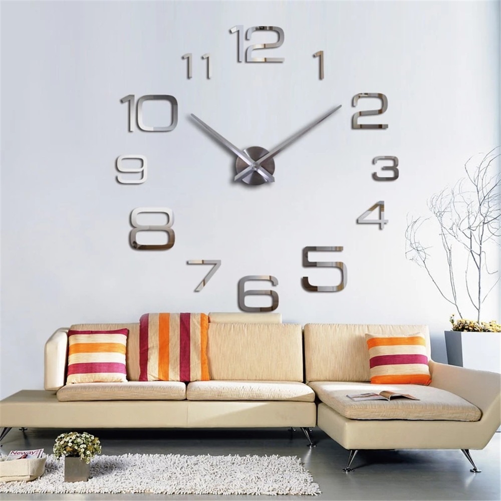 In Stock Hot Sale Largest Size Modern 3d Diy Sticker Wall Clock For Home Decor