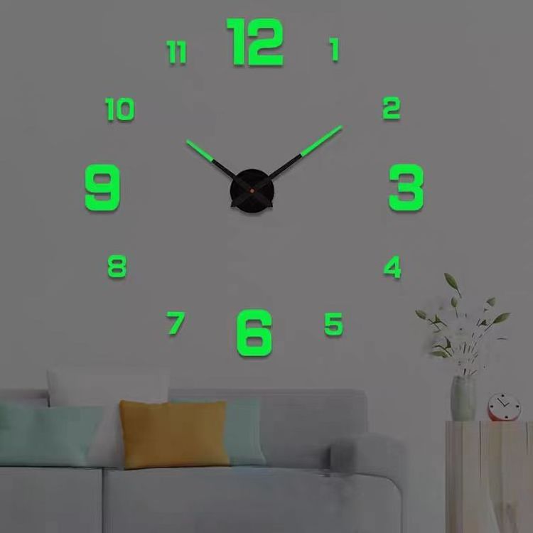 40cm Acrylic Luminous Mirror Decorative Sticker Removable Wall Clock Sticker