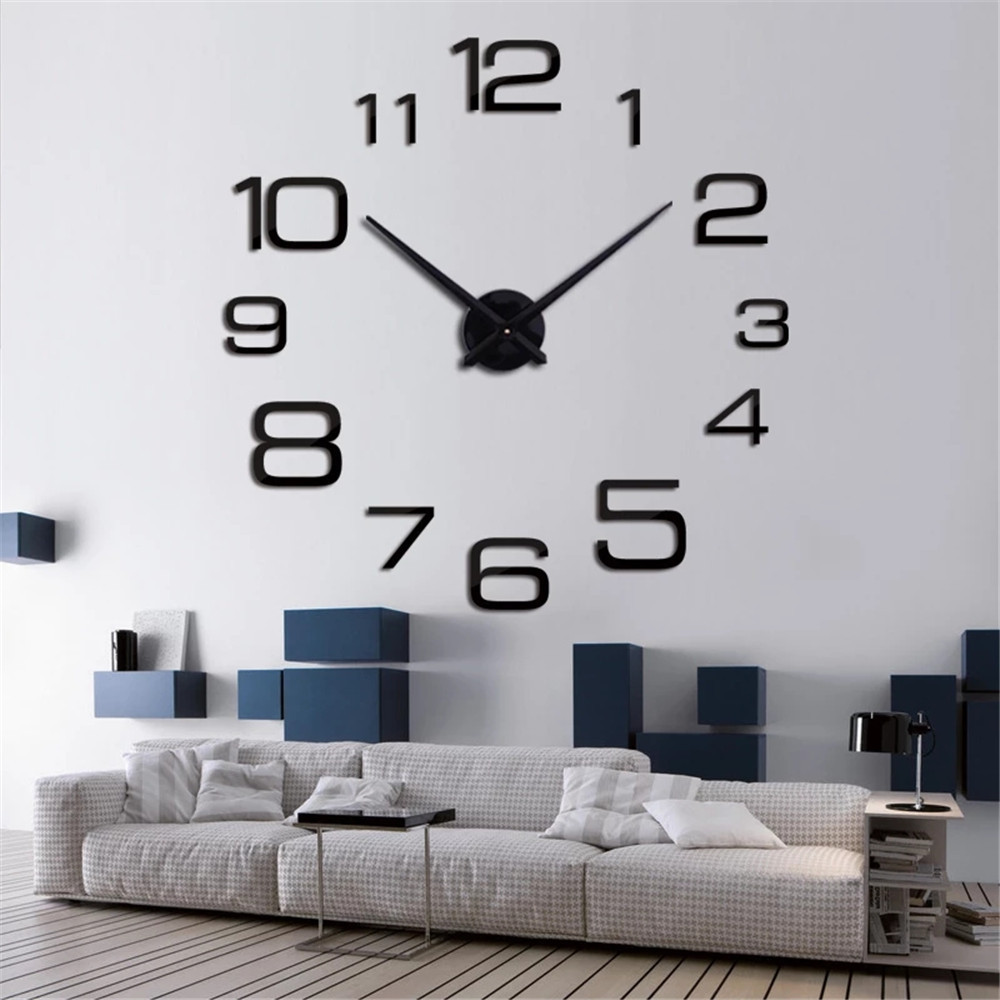 In Stock Hot Sale Largest Size Modern 3d Diy Sticker Wall Clock For Home Decor